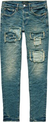 P001 Vintage Square Patch Repair Slim-Fit Jeans