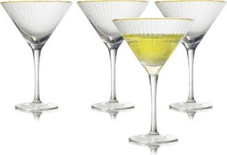 Rocher Martini Glasses, Set of 4, 9.5 Oz - Clear, Gold-Tone