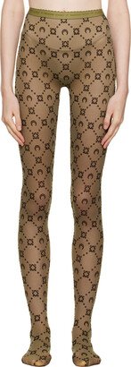 Khaki Moonogram Flocked Tights