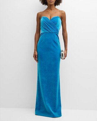 Bernadette Strapless Velvet Column Gown