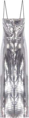 Nalè Classic Bodycon Maxi Silver Sequin Dress