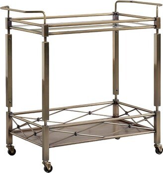 Evelyn Metal and Glass Bar Cart Antique Brass