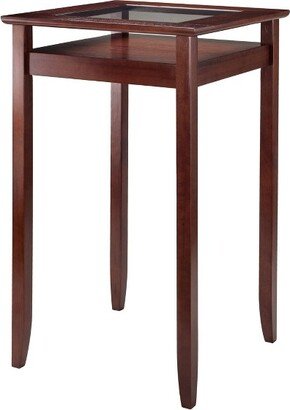 Halo Square Bar height Table with Glass Top Wood/Walnut