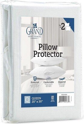 The Grand Breathable Hypoallergenic Queen Pillow Protector with Zipper – (2 Pack)