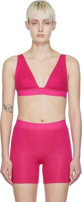 Pink Cotton Rib Plunge Bralette