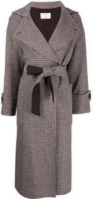 Checked Wrap Wool-Blend Coat