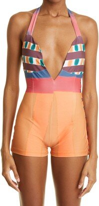 Retro Halter Neck One-Piece Swimsuit