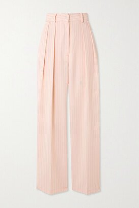 The Frankie Shop - Tansy Pleated Pinstriped Crepe De Chine Straight-leg Pants - Pink