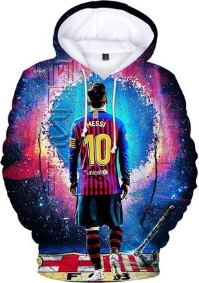 ASVIL Womens Lionel Messi Cotton Pullover Sweatshirts 3D Print Hoodies Fleece Long Sleeve Pullover for Teens