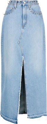 Spilt-Detail Maxi Denim Skirt