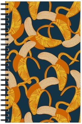 Notebooks: Peeled Banana - Yellow On Navy Notebook, 5X8, Yellow