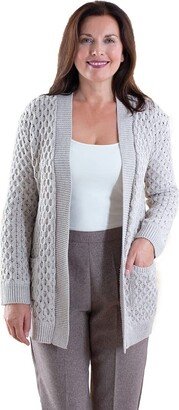 Fashion Friendly Cable Knit Cardigan Grey Medium