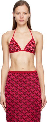 Red La Greca Reversible Bikini Top