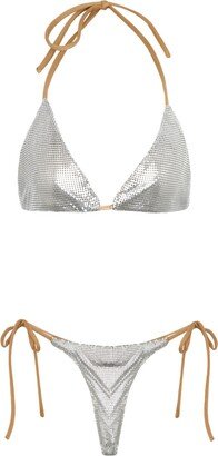 Paloma Lira Women's Grey Silver Chainmail Bikini
