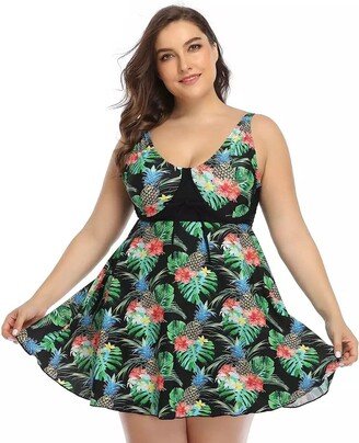 WYYHAA Women Plus Size One Piece Swimdress with Built-in Shorts