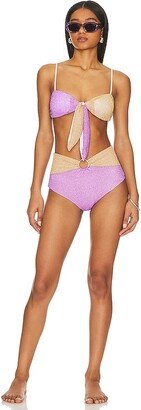 Colorblock Lurex Bikini Set