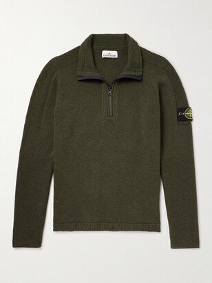 Logo-Appliquéd Wool-Blend Half-Zip Sweater-AB