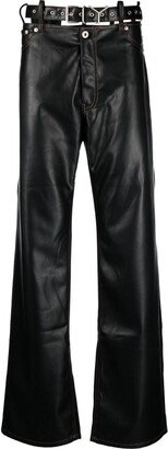 Cut-Out Faux Leather Trousers