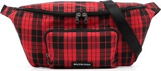 Plaid Print Logo Belt Bag