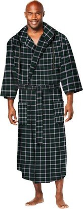 KingSize Men's Big & Tall Hooded Microfleece Maxi Robe with Front Pockets - Big - XL/2X, Forest Plaid Green