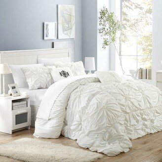 Chic Home Design Hyatt 10 Piece Comforter Set Floral Pinch Pleated Ruffled Designer Embellished Bed In A Bag Bedding