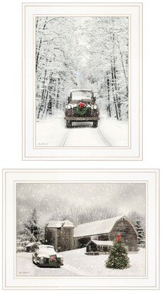 Antique Christmas 2-Piece Vignette by Lori Deiter, White Frame, 19