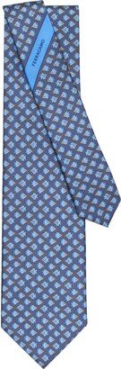 Sarago-print silk tie