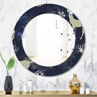 Designart 'Christmas III' Printed Traditional Oval or Round Wall Mirror - Brown
