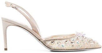 Gem-Embellished Slingback Pumps