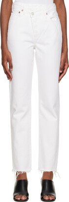 White Criss Cross Straight Jeans