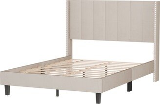 RASOO Velvet Bed Frame with Tufted Headboard - Modern Decorative Nailheads