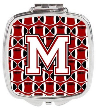 CJ1082-MSCM Letter M Football Cardinal & White Compact Mirror