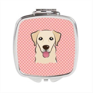 BB1252SCM Checkerboard Pink Golden Retriever Compact Mirror, 2.75 x 3 x .3 In.