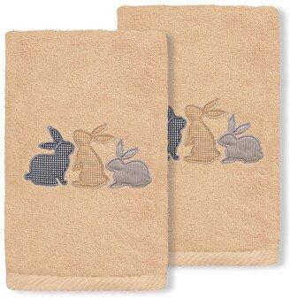 Bunny Row Embroidered Luxury 100% Turkish Cotton Hand Towels - Set of 2