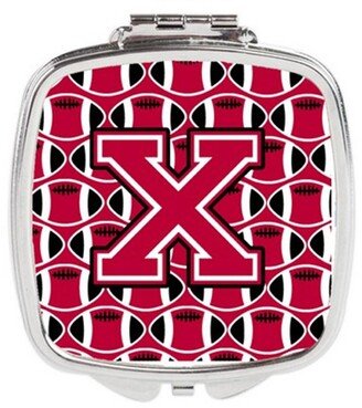 CJ1079-XSCM Letter X Football Crimson & White Compact Mirror