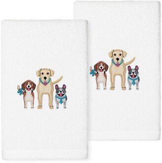 Dogs Embroidered Luxury 100% Turkish Cotton Hand Towel - Set of 2