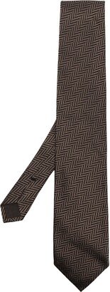 Patterned-Jacquard Silk Tie-AT