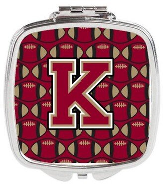 CJ1078-KSCM Letter K Football Garnet & Gold Compact Mirror