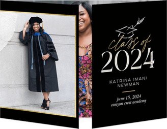 Graduation Announcements: Classy Chic Graduation Announcement, Black, Gate Fold, Matte, Folded Smooth Cardstock, Square