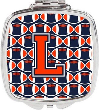 CJ1066-LSCM Letter L Football Orange, Blue & White Compact Mirror