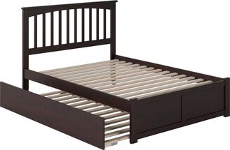 AFI Mission Full Platform Bed with Footboard and Twin Trundle in Espresso