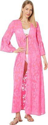 Motley Maxi Cover-Up (Aura Pink Poly Crepe Swirl Clip) Women's Swimwear