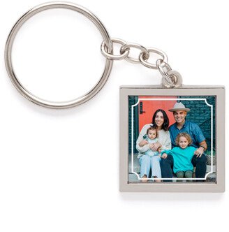 Key Rings: Ticket Frame Pewter Key Ring, White