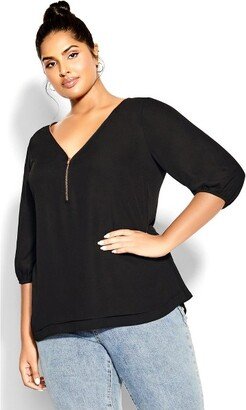 | Women's Plus Size Top Sexy Fling E/S - Black - 22W