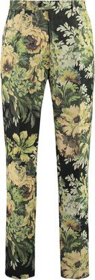All-Over Patterned Straight Leg Trousers-AE