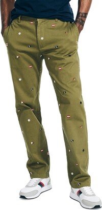 Men's Classic-Fit Stretch Embroidered Flag Chino Pants