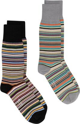 Two-Pack Striped Cotton Socks