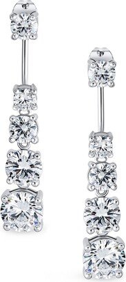 BLING JEWELRY Graduated Cubic Zirconia Jacket Stud Earrings