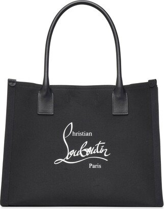 Nastroloubi E/W large black canvas tote bag