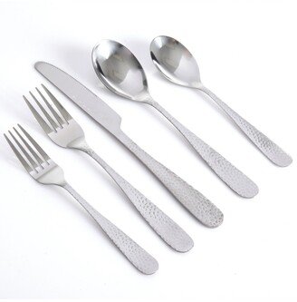 Hammered 46 Piece Flatware Set with Wire Caddy